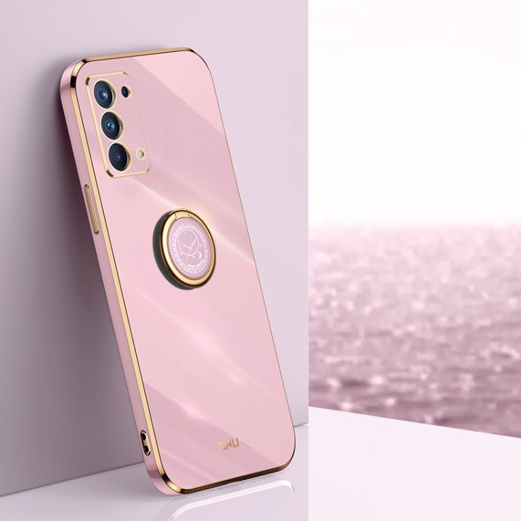 XINLI Straight Edge 6D Electroplate TPU Phone Case with Ring Holder, For OPPO Reno4 SE, For OPPO Reno5 4G, For OPPO Reno5 Pro, For OPPO Reno5 Pro+, For OPPO Reno6 5G, For OPPO Reno6 Pro 5G, For OPPO Reno6 Pro+ 5G