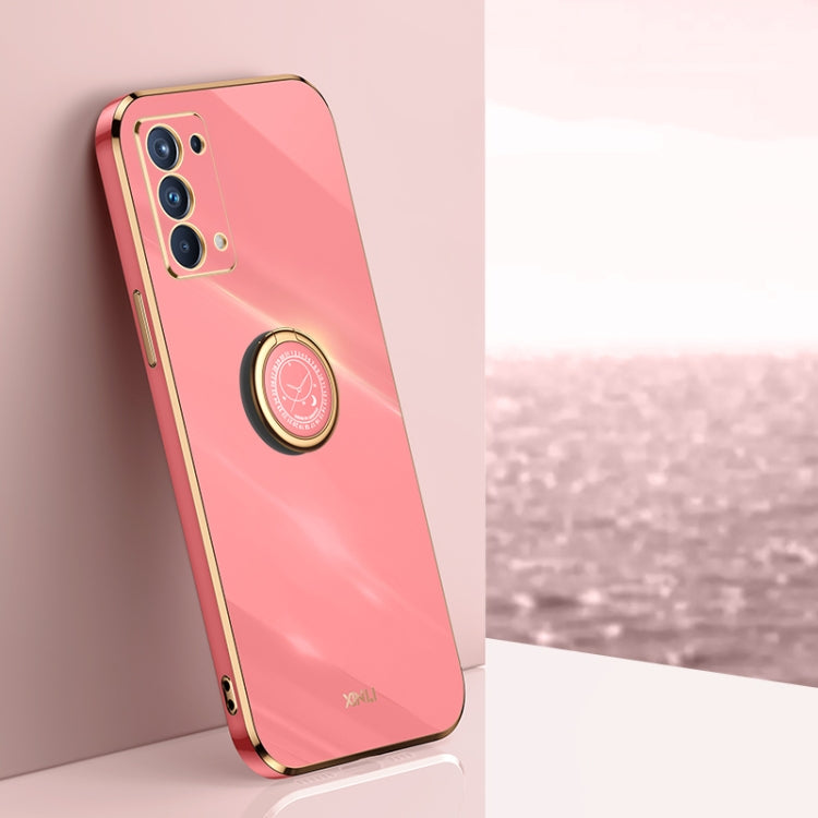 XINLI Straight Edge 6D Electroplate TPU Phone Case with Ring Holder, For OPPO Reno4 SE, For OPPO Reno5 4G, For OPPO Reno5 Pro, For OPPO Reno5 Pro+, For OPPO Reno6 5G, For OPPO Reno6 Pro 5G, For OPPO Reno6 Pro+ 5G