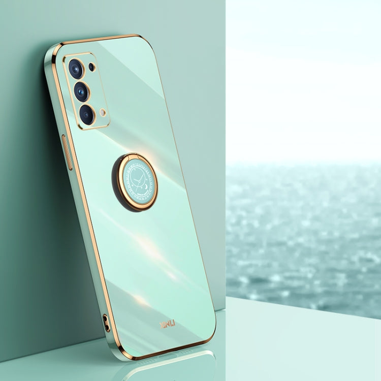 XINLI Straight Edge 6D Electroplate TPU Phone Case with Ring Holder, For OPPO Reno4 SE, For OPPO Reno5 4G, For OPPO Reno5 Pro, For OPPO Reno5 Pro+, For OPPO Reno6 5G, For OPPO Reno6 Pro 5G, For OPPO Reno6 Pro+ 5G