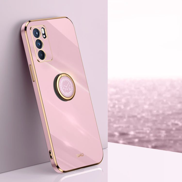 XINLI Straight Edge 6D Electroplate TPU Phone Case with Ring Holder, For OPPO Reno4 SE, For OPPO Reno5 4G, For OPPO Reno5 Pro, For OPPO Reno5 Pro+, For OPPO Reno6 5G, For OPPO Reno6 Pro 5G, For OPPO Reno6 Pro+ 5G