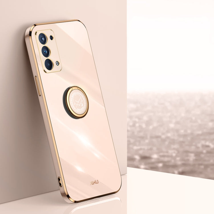XINLI Straight Edge 6D Electroplate TPU Phone Case with Ring Holder, For OPPO Reno4 SE, For OPPO Reno5 4G, For OPPO Reno5 Pro, For OPPO Reno5 Pro+, For OPPO Reno6 5G, For OPPO Reno6 Pro 5G, For OPPO Reno6 Pro+ 5G