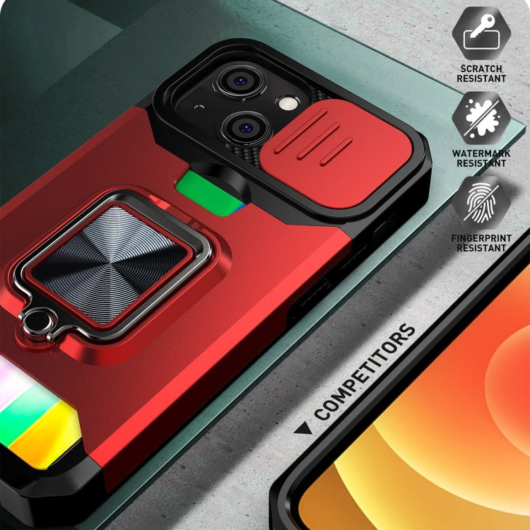 Sliding Camera Cover Design PC + TPU Shockproof Case with Ring Holder & Card Slot, For iPhone 13 mini, For iPhone 13, For iPhone 13 Pro, For iPhone XS / X, For iPhone XR, For iPhone 11 Pro, For iPhone 11 Pro Max, For iPhone 12 / 12 Pro