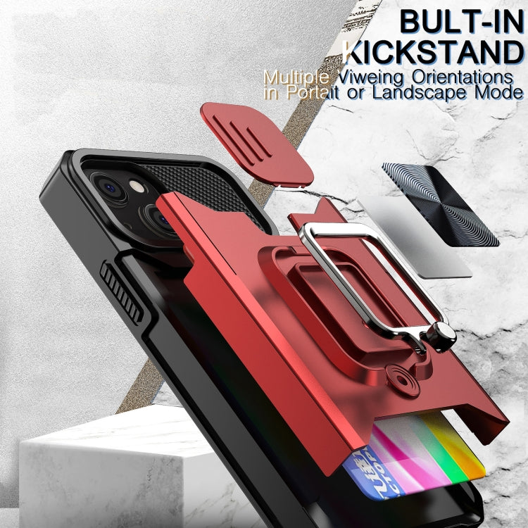 Sliding Camera Cover Design PC + TPU Shockproof Case with Ring Holder & Card Slot, For iPhone 13 mini, For iPhone 13, For iPhone 13 Pro, For iPhone XS / X, For iPhone XR, For iPhone 11 Pro