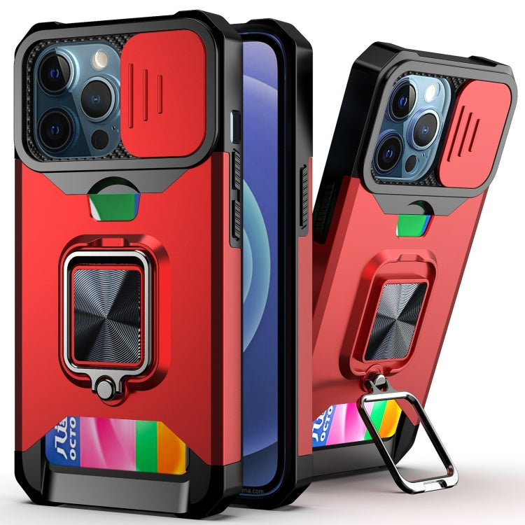 Sliding Camera Cover Design PC + TPU Shockproof Case with Ring Holder & Card Slot, For iPhone 13 mini, For iPhone 13, For iPhone 13 Pro, For iPhone XS / X, For iPhone XR, For iPhone 11 Pro, For iPhone 11 Pro Max, For iPhone 12 / 12 Pro