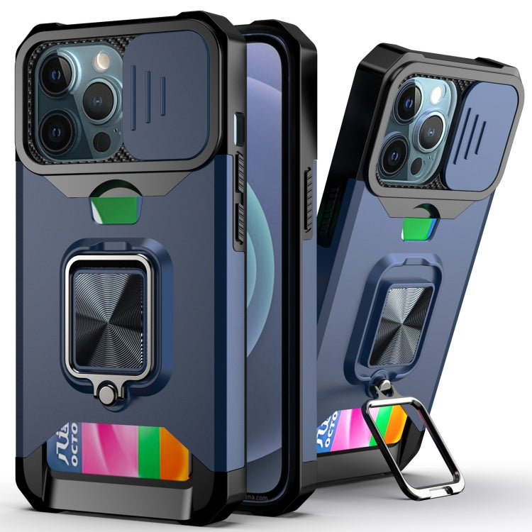Sliding Camera Cover Design PC + TPU Shockproof Case with Ring Holder & Card Slot, For iPhone 13 mini, For iPhone 13, For iPhone 13 Pro, For iPhone XS / X, For iPhone XR, For iPhone 11 Pro, For iPhone 11 Pro Max, For iPhone 12 / 12 Pro