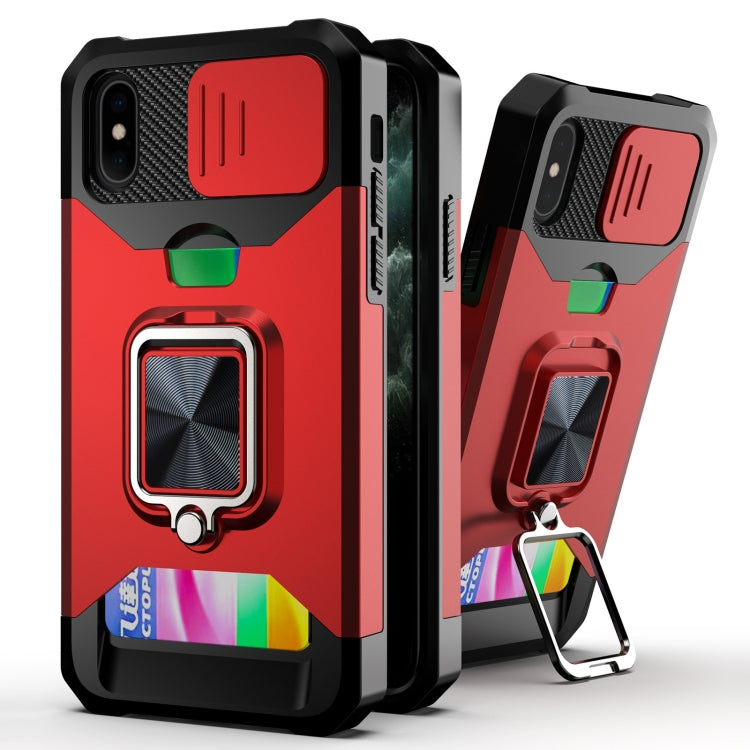 Sliding Camera Cover Design PC + TPU Shockproof Case with Ring Holder & Card Slot, For iPhone 13 mini, For iPhone 13, For iPhone 13 Pro, For iPhone XS / X, For iPhone XR, For iPhone 11 Pro, For iPhone 11 Pro Max, For iPhone 12 / 12 Pro