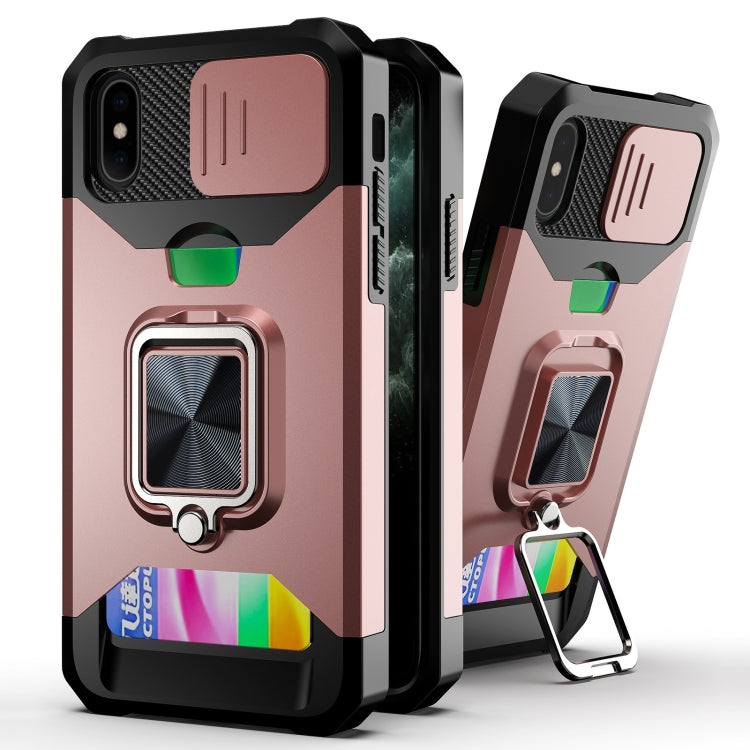 Sliding Camera Cover Design PC + TPU Shockproof Case with Ring Holder & Card Slot, For iPhone 13 mini, For iPhone 13, For iPhone 13 Pro, For iPhone XS / X, For iPhone XR, For iPhone 11 Pro