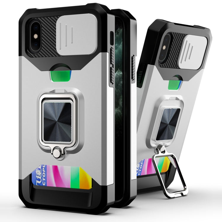 Sliding Camera Cover Design PC + TPU Shockproof Case with Ring Holder & Card Slot, For iPhone 13 mini, For iPhone 13, For iPhone 13 Pro, For iPhone XS / X, For iPhone XR, For iPhone 11 Pro