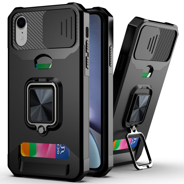 Sliding Camera Cover Design PC + TPU Shockproof Case with Ring Holder & Card Slot, For iPhone 13 mini, For iPhone 13, For iPhone 13 Pro, For iPhone XS / X, For iPhone XR, For iPhone 11 Pro
