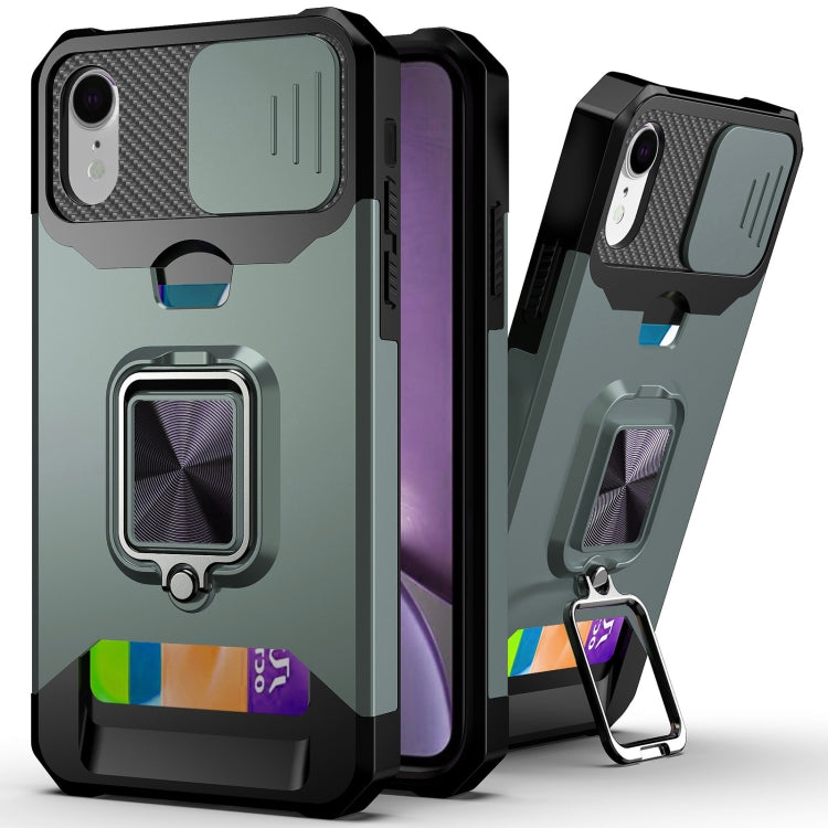 Sliding Camera Cover Design PC + TPU Shockproof Case with Ring Holder & Card Slot, For iPhone 13 mini, For iPhone 13, For iPhone 13 Pro, For iPhone XS / X, For iPhone XR, For iPhone 11 Pro