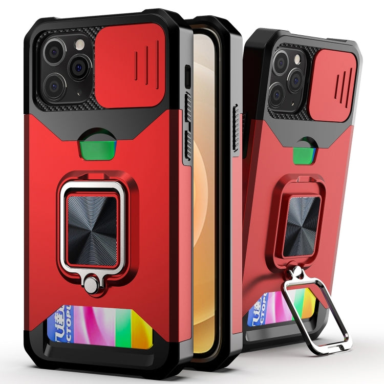 Sliding Camera Cover Design PC + TPU Shockproof Case with Ring Holder & Card Slot, For iPhone 13 mini, For iPhone 13, For iPhone 13 Pro, For iPhone XS / X, For iPhone XR, For iPhone 11 Pro