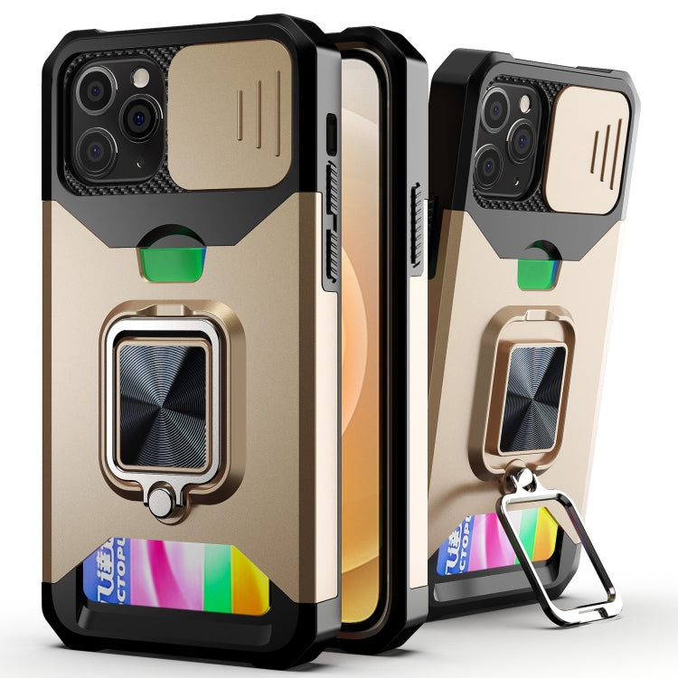 Sliding Camera Cover Design PC + TPU Shockproof Case with Ring Holder & Card Slot, For iPhone 13 mini, For iPhone 13, For iPhone 13 Pro, For iPhone XS / X, For iPhone XR, For iPhone 11 Pro