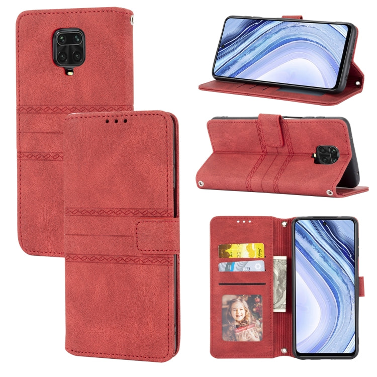Embossed Striped Magnetic Buckle PU + TPU Horizontal Flip Leather Case with Holder & Card Slot & Wallet & Photo Frame & Sling, For Xiaomi Redmi Note 9 5G, For Xiaomi Redmi Note 9 Pro Max, For Xiaomi Redmi Note 10, For Xiaomi Redmi Note 10 5G           ...