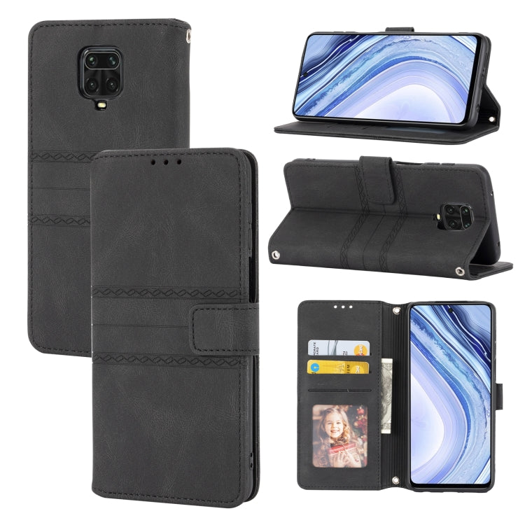 Embossed Striped Magnetic Buckle PU + TPU Horizontal Flip Leather Case with Holder & Card Slot & Wallet & Photo Frame & Sling, For Xiaomi Redmi Note 9 5G, For Xiaomi Redmi Note 9 Pro Max, For Xiaomi Redmi Note 10, For Xiaomi Redmi Note 10 5G           ...