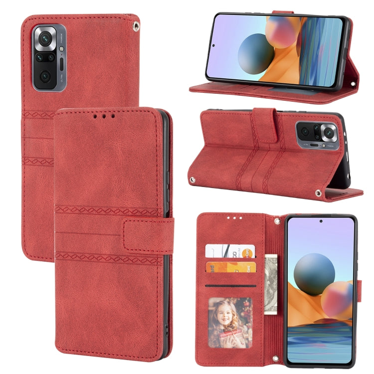 Embossed Striped Magnetic Buckle PU + TPU Horizontal Flip Leather Case with Holder & Card Slot & Wallet & Photo Frame & Sling, For Xiaomi Redmi Note 9 5G, For Xiaomi Redmi Note 9 Pro Max, For Xiaomi Redmi Note 10, For Xiaomi Redmi Note 10 5G           ...