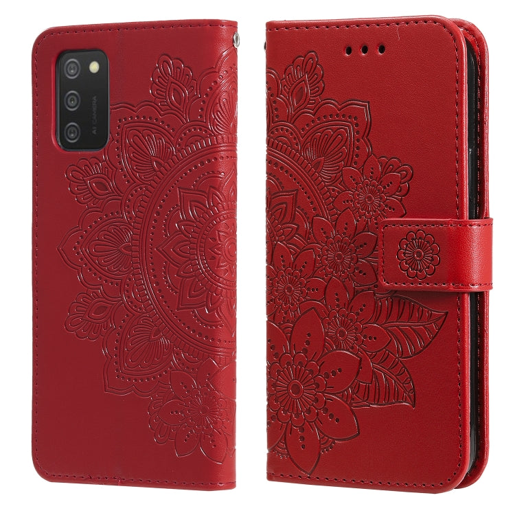 7-petal Flowers Embossing Pattern Horizontal Flip PU Leather Case with Holder & Card Slots & Wallet & Photo Frame, For Samsung Galaxy A03s (166.6mm), For OPPO Realme GT 5G