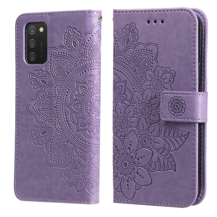 7-petal Flowers Embossing Pattern Horizontal Flip PU Leather Case with Holder & Card Slots & Wallet & Photo Frame, For Samsung Galaxy A03s (166.6mm), For OPPO Realme GT 5G