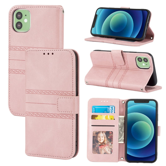 Embossed Striped Magnetic Buckle PU + TPU Horizontal Flip Leather Case with Holder & Card Slot & Wallet & Photo Frame & Sling, For iPhone 11 Pro Max, For iPhone XS / X, For iPhone XS Max, For iPhone XR, For iPhone 8 / 7 / 6                             ...
