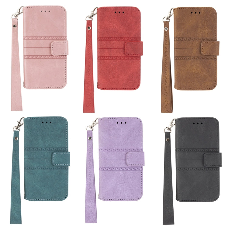 Embossed Striped Magnetic Buckle PU + TPU Horizontal Flip Leather Case with Holder & Card Slot & Wallet & Photo Frame & Sling, For iPhone 11 Pro Max, For iPhone XS / X, For iPhone XS Max, For iPhone XR, For iPhone 8 / 7 / 6                             ...