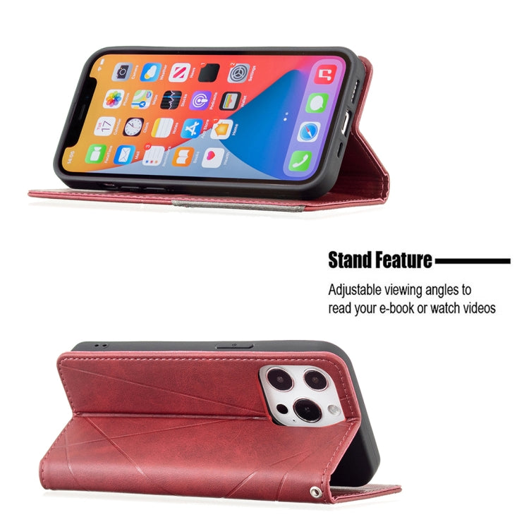Rhombus Texture Horizontal Flip Magnetic Leather Case with Holder & Card Slots, For iPhone 13 mini, For iPhone 13, For iPhone 13 Pro, For iPhone 13 Pro Max
