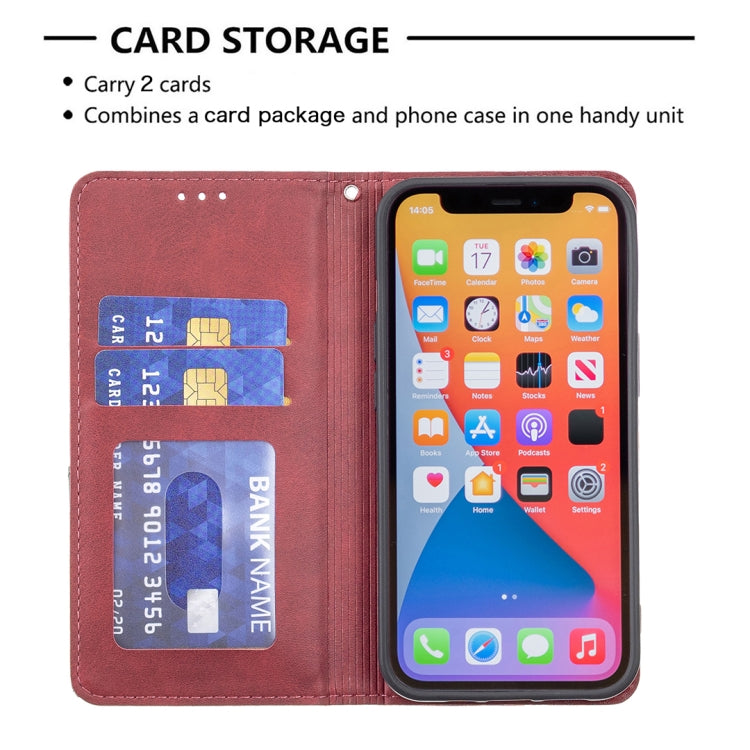Rhombus Texture Horizontal Flip Magnetic Leather Case with Holder & Card Slots, For iPhone 13 mini, For iPhone 13, For iPhone 13 Pro, For iPhone 13 Pro Max