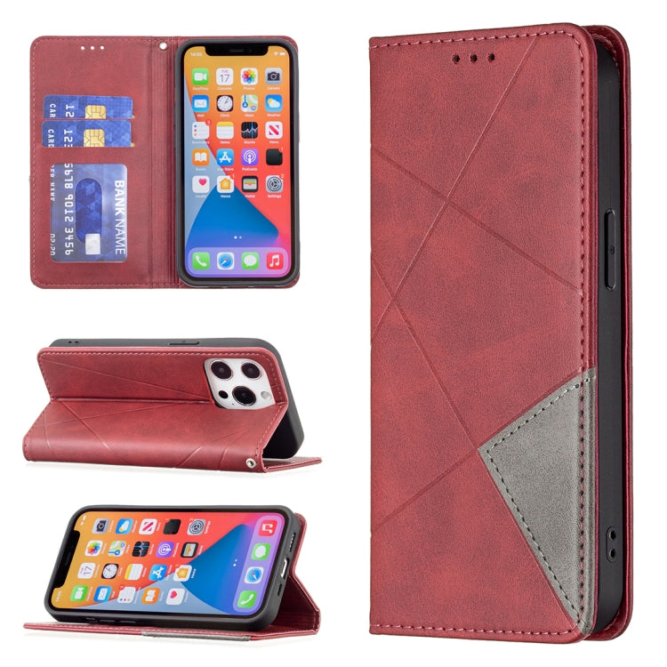 Rhombus Texture Horizontal Flip Magnetic Leather Case with Holder & Card Slots, For iPhone 13 mini, For iPhone 13, For iPhone 13 Pro, For iPhone 13 Pro Max