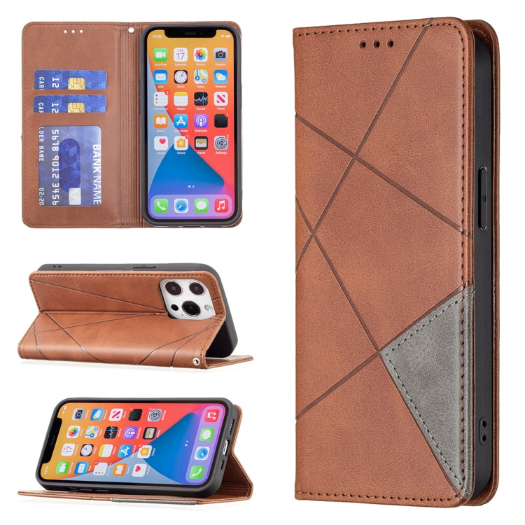 Rhombus Texture Horizontal Flip Magnetic Leather Case with Holder & Card Slots, For iPhone 13 mini, For iPhone 13, For iPhone 13 Pro, For iPhone 13 Pro Max