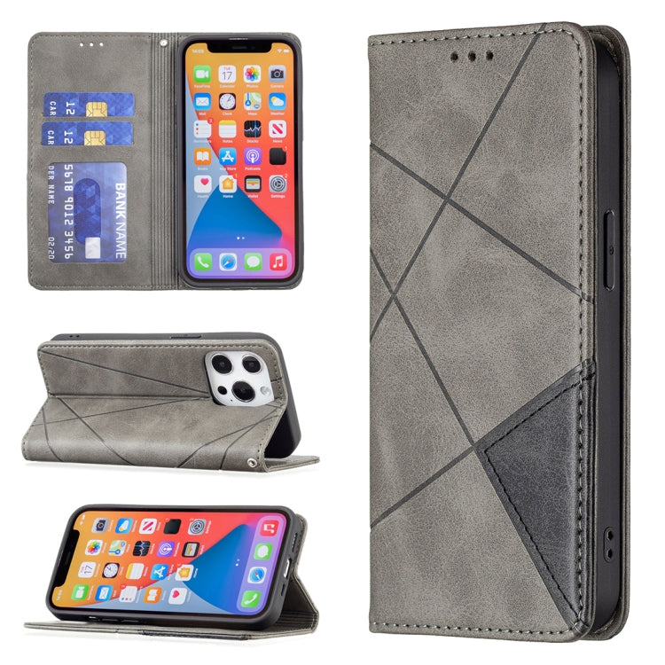 Rhombus Texture Horizontal Flip Magnetic Leather Case with Holder & Card Slots, For iPhone 13 mini, For iPhone 13, For iPhone 13 Pro, For iPhone 13 Pro Max
