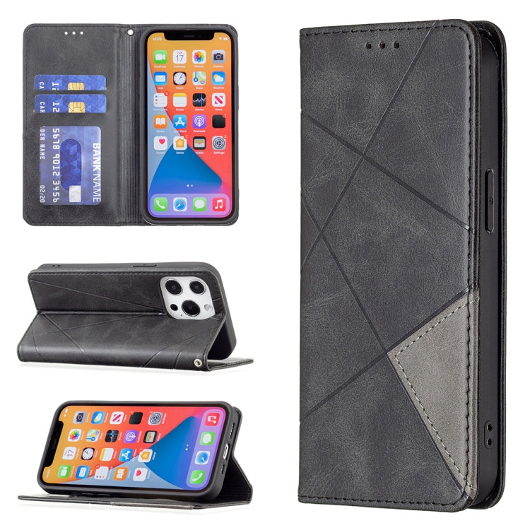 Rhombus Texture Horizontal Flip Magnetic Leather Case with Holder & Card Slots, For iPhone 13 mini, For iPhone 13, For iPhone 13 Pro, For iPhone 13 Pro Max