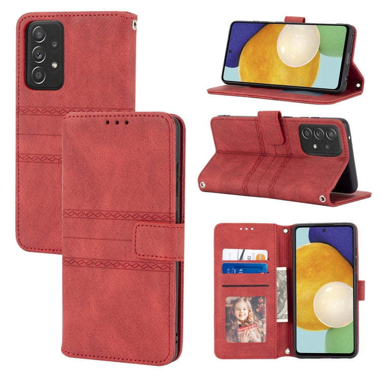 Embossed Striped Magnetic Buckle PU + TPU Horizontal Flip Leather Case with Holder & Card Slot & Wallet & Photo Frame & Sling, For Samsung Galaxy S20 FE 5G, For Samsung Galaxy S21 5G, For Samsung Galaxy S21+ 5G, For Samsung Galaxy S21 Ultra 5G         ...