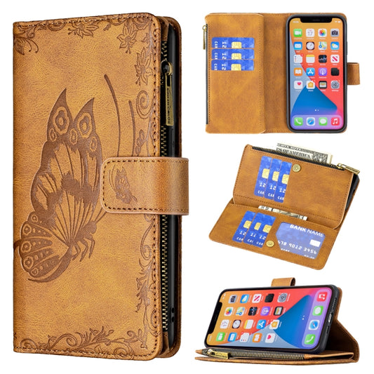 Flying Butterfly Embossing Pattern Zipper Horizontal Flip Leather Case with Holder & Card Slots & Wallet, For iPhone 13 mini, For iPhone 13, For iPhone 13 Pro, For iPhone 13 Pro Max