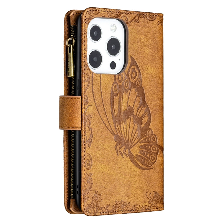 Flying Butterfly Embossing Pattern Zipper Horizontal Flip Leather Case with Holder & Card Slots & Wallet, For iPhone 13 mini, For iPhone 13, For iPhone 13 Pro, For iPhone 13 Pro Max