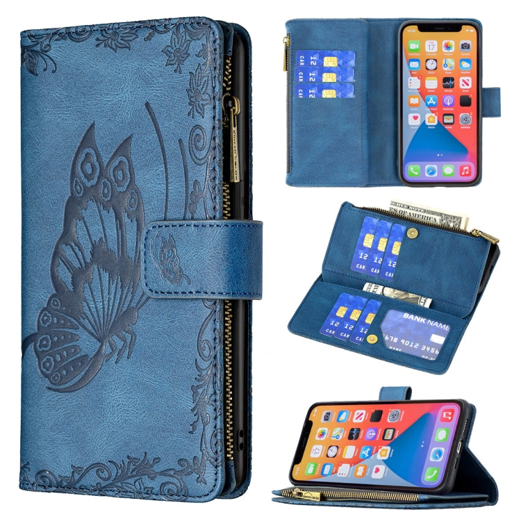 Flying Butterfly Embossing Pattern Zipper Horizontal Flip Leather Case with Holder & Card Slots & Wallet, For iPhone 13 mini, For iPhone 13, For iPhone 13 Pro, For iPhone 13 Pro Max