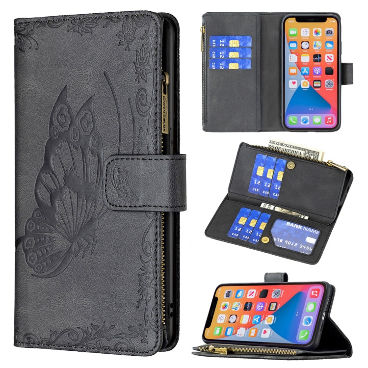 Flying Butterfly Embossing Pattern Zipper Horizontal Flip Leather Case with Holder & Card Slots & Wallet, For iPhone 13 mini, For iPhone 13, For iPhone 13 Pro, For iPhone 13 Pro Max