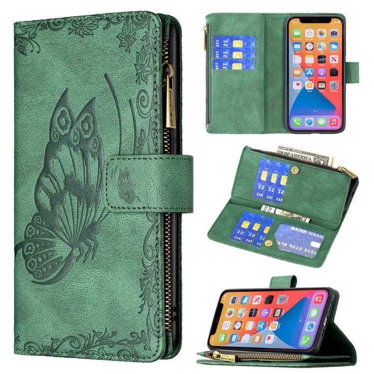 Flying Butterfly Embossing Pattern Zipper Horizontal Flip Leather Case with Holder & Card Slots & Wallet, For iPhone 13 mini, For iPhone 13, For iPhone 13 Pro, For iPhone 13 Pro Max