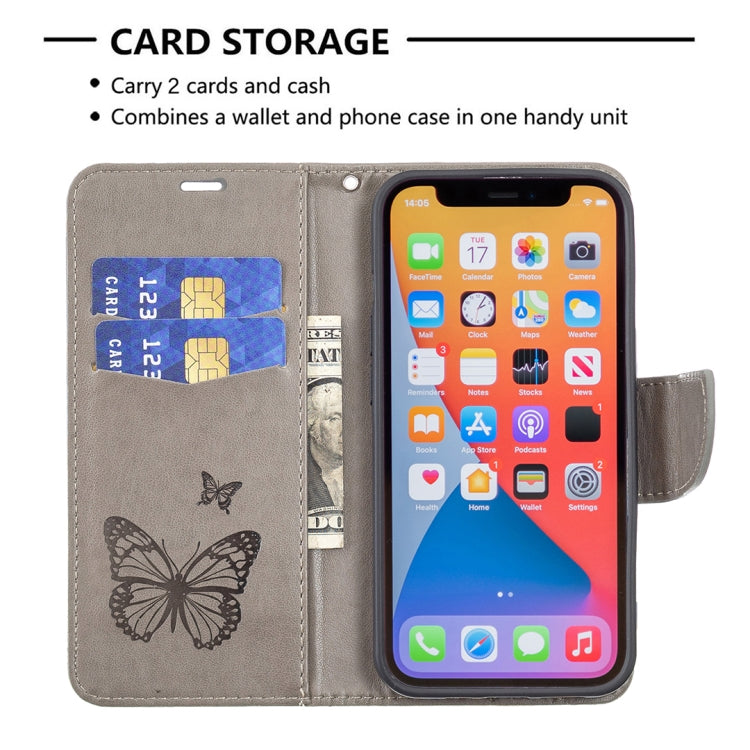 Embossing Two Butterflies Pattern Horizontal Flip PU Leather Case with Holder & Card Slot & Wallet & Lanyard, For iPhone 13 mini, For iPhone 13, For iPhone 13 Pro, For iPhone 13 Pro Max