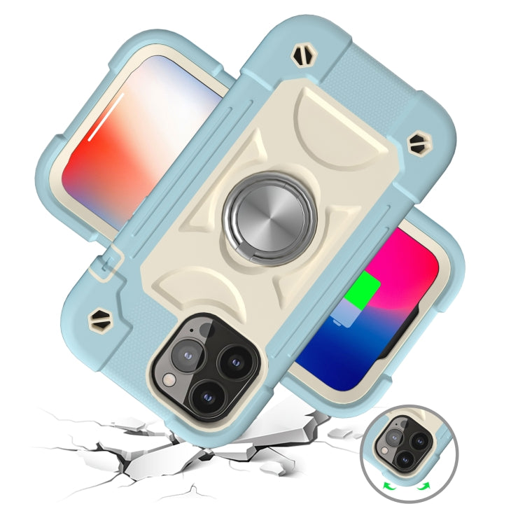 Shockproof Silicone + PC Protective Case with Dual-Ring Holder, For iPhone 13 mini, For iPhone 13, For iPhone 13 Pro, For iPhone 13 Pro Max