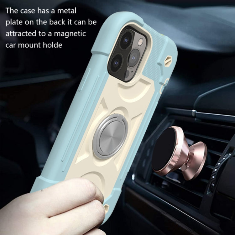 Shockproof Silicone + PC Protective Case with Dual-Ring Holder, For iPhone 13 mini, For iPhone 13, For iPhone 13 Pro, For iPhone 13 Pro Max