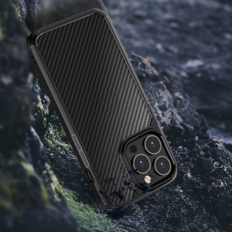 Pioneer Carbon Fiber Texture Shockproof TPU + PC Case, For iPhone 13 mini, For iPhone 13, For iPhone 13 Pro, For iPhone 13 Pro Max