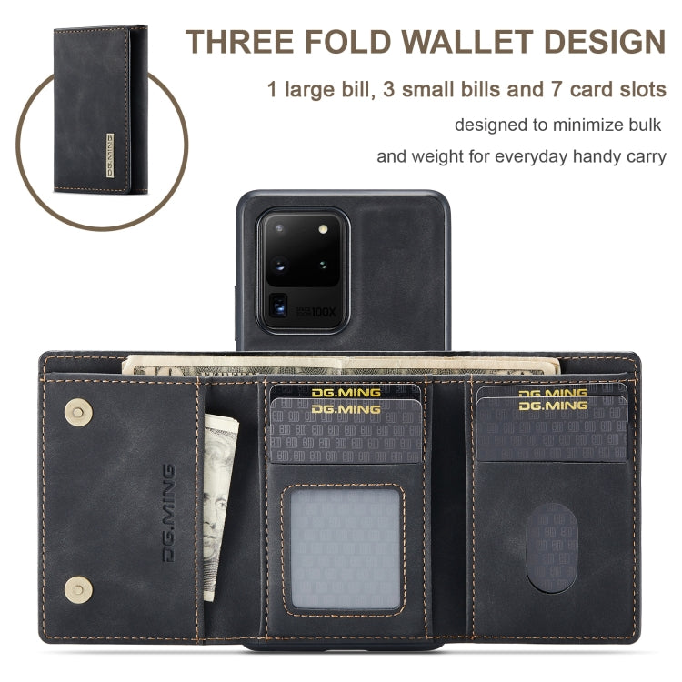 DG.MING M1 Series 3-Fold Multi Card Wallet  Back Cover Shockproof Case with Holder Function, For Samsung Galaxy S20 Ultra, For Samsung Galaxy S20+