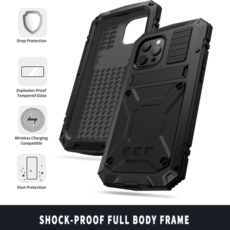 R-JUST Shockproof Waterproof Dust-proof Metal + Silicone Protective Case with Holder, For iPhone 13, For iPhone 13 Pro, For iPhone 13 Pro Max, For iPhone 13 mini