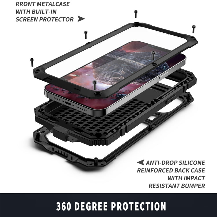 R-JUST Shockproof Waterproof Dust-proof Metal + Silicone Protective Case with Holder, For iPhone 13, For iPhone 13 Pro, For iPhone 13 Pro Max, For iPhone 13 mini