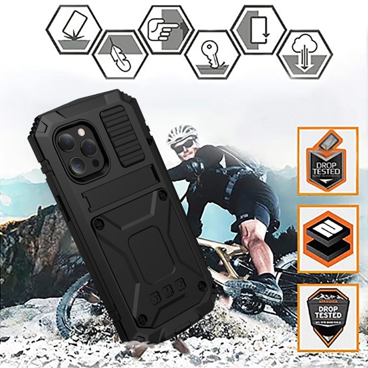 R-JUST Shockproof Waterproof Dust-proof Metal + Silicone Protective Case with Holder, For iPhone 13, For iPhone 13 Pro, For iPhone 13 Pro Max, For iPhone 13 mini