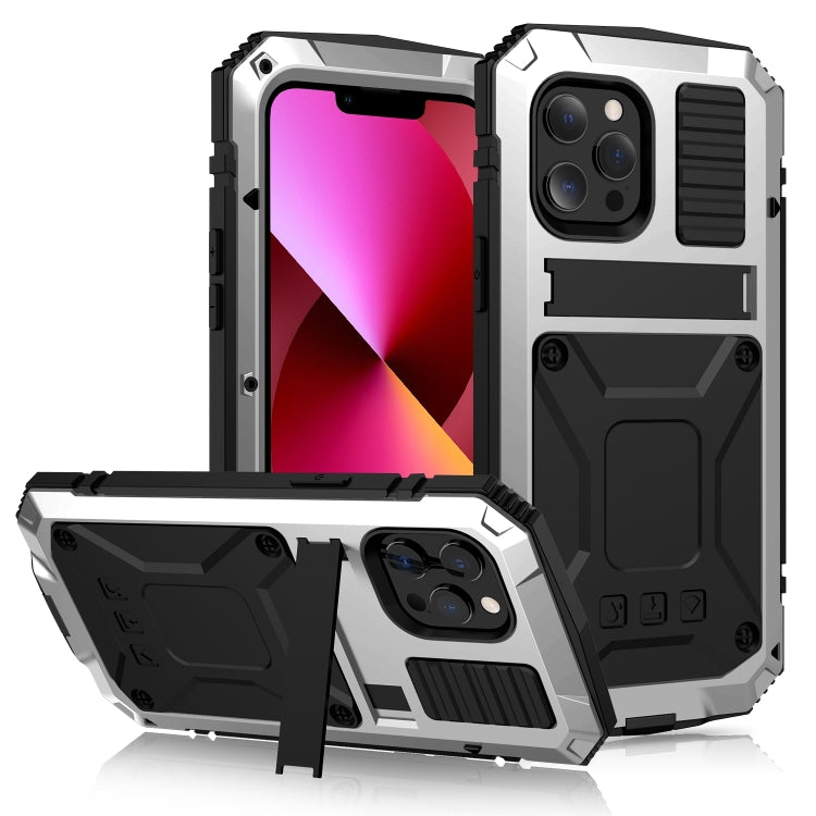 R-JUST Shockproof Waterproof Dust-proof Metal + Silicone Protective Case with Holder, For iPhone 13, For iPhone 13 Pro, For iPhone 13 Pro Max, For iPhone 13 mini