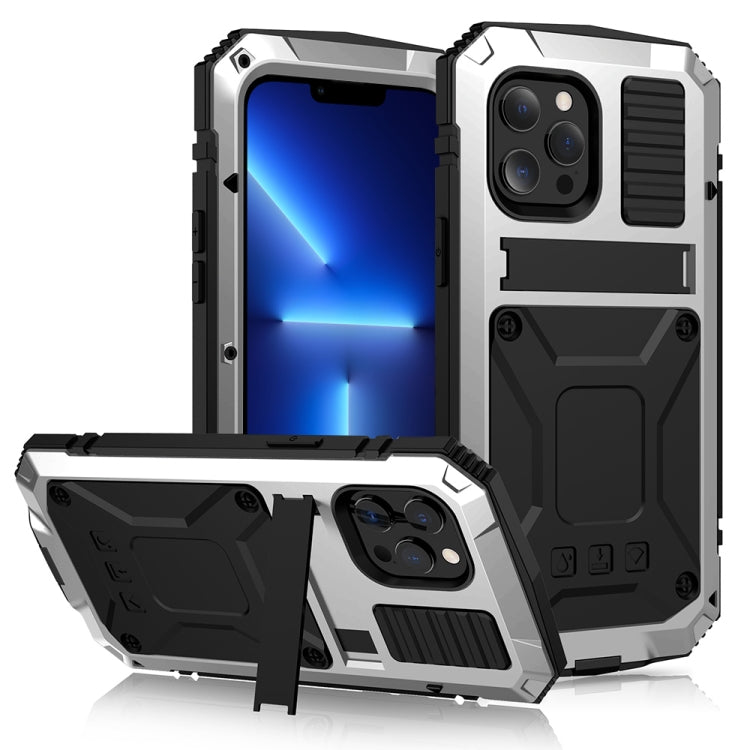 R-JUST Shockproof Waterproof Dust-proof Metal + Silicone Protective Case with Holder, For iPhone 13, For iPhone 13 Pro, For iPhone 13 Pro Max, For iPhone 13 mini