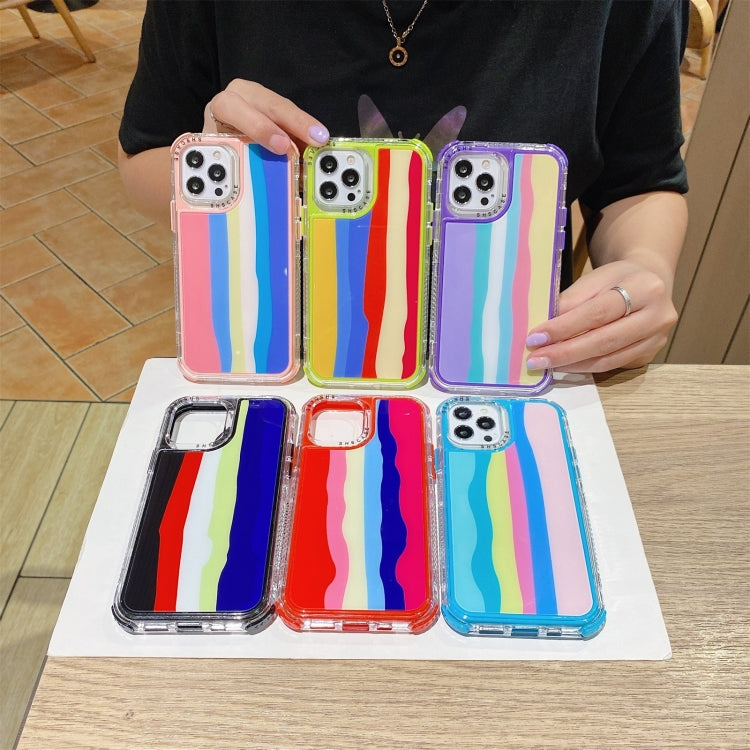 Rainbow TPU + PC Glass Shockproof Case, For iPhone 13, For iPhone 13 Pro, For iPhone 13 Pro Max, For iPhone 12 / 12 Pro, For iPhone 12 Pro Max, For iPhone 11, For iPhone 11 Pro, For iPhone 11 Pro Max