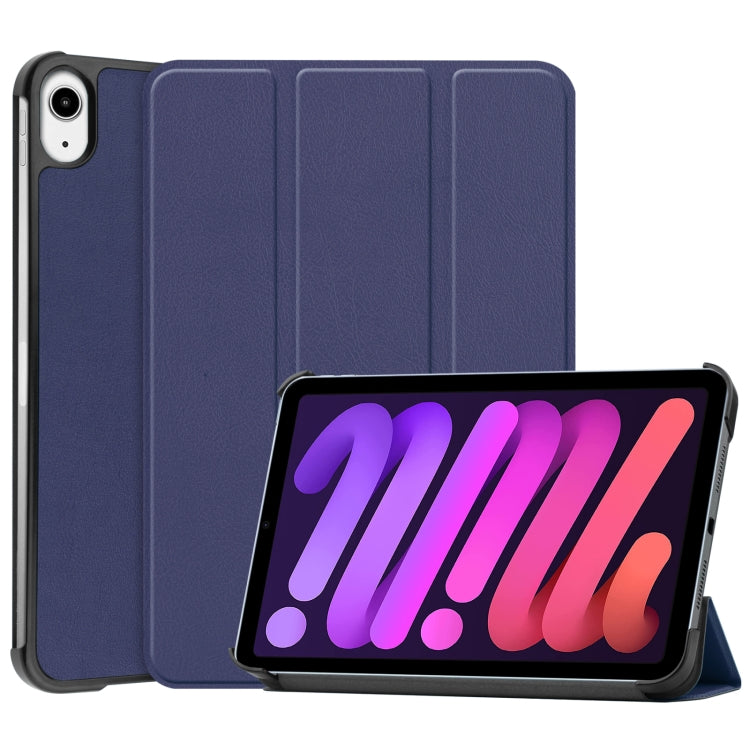 Custer Texture 3-Fold Holder Smart Leather Tablet Case, For iPad mini 6 / mini 2024, For iPad mini 6