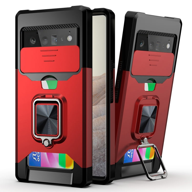 Sliding Camera Cover Design PC + TPU Shockproof Case with Ring Holder & Card Slot, For Google Pixel 6 Pro, For Samsung Galaxy A52, For Samsung Galaxy A72, For Samsung Galaxy S21, For Samsung Galaxy S21+, For Samsung Galaxy A12