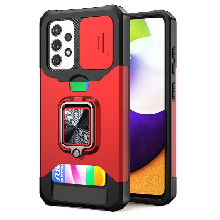 Sliding Camera Cover Design PC + TPU Shockproof Case with Ring Holder & Card Slot, For Google Pixel 6 Pro, For Samsung Galaxy A52, For Samsung Galaxy A72, For Samsung Galaxy S21, For Samsung Galaxy S21+, For Samsung Galaxy A12