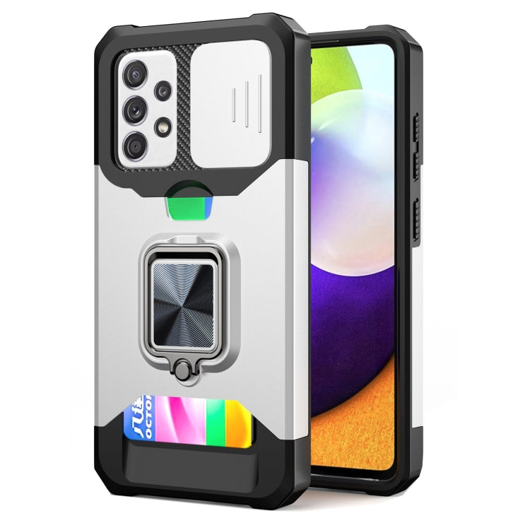Sliding Camera Cover Design PC + TPU Shockproof Case with Ring Holder & Card Slot, For Google Pixel 6 Pro, For Samsung Galaxy A52, For Samsung Galaxy A72, For Samsung Galaxy S21, For Samsung Galaxy S21+, For Samsung Galaxy A12
